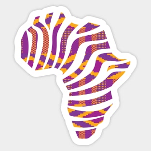 Kente, Africa Map, Stripes, Ghana Pattern Purple Sticker